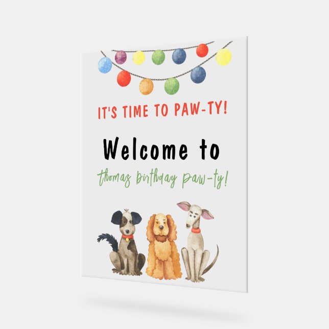 Kindergeburtstag Wasserfarbe Acrylschild (Winkel)