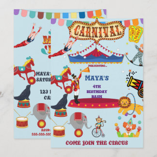 Kindergeburtstag zum Thema Karneval Einladung