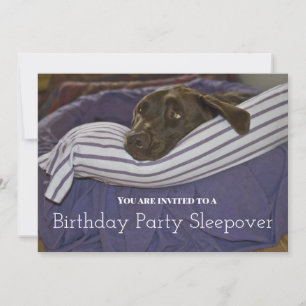 Kindergeburtstags-Schlafparty mit schlafendem Hund Einladung