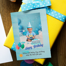 KinderGeburtstagskarte der modernen blauen Ballonk Einladung