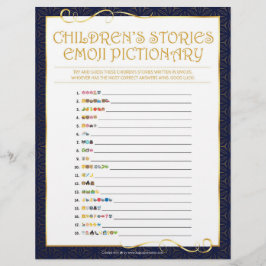 Kindergeschichten Emoji Pictionary [Golden Blue] Briefbogen