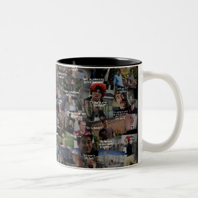 "Kindergeschichts" Zitat-Collage Zweifarbige Tasse (Rechts)