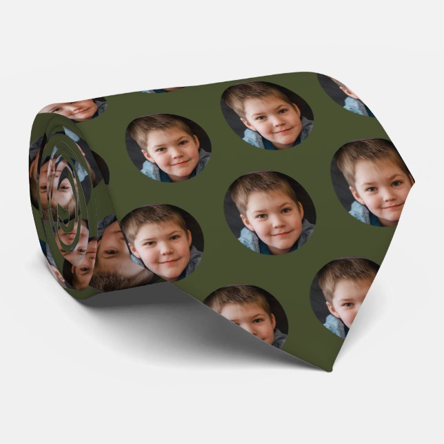 Kindergesicht Foto Personalisierter Vatertag Krawatte (Gerollt)