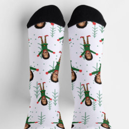 Kindergesicht und Name Elf Weihnachtsgeschmack Socken