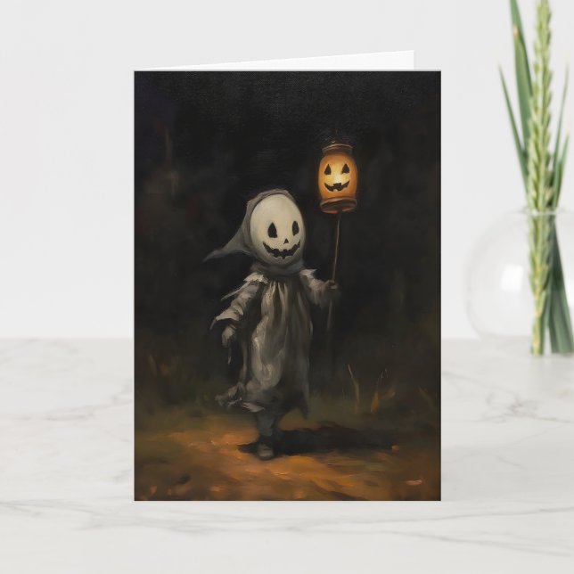 Kindergespenst Halloween-Ölgemälde, Dark Academia Karte (Vorderseite)