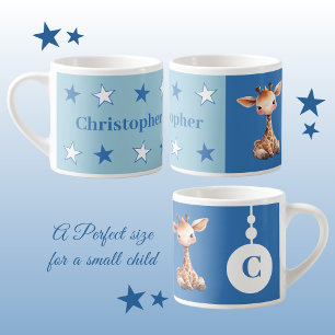 Kindergiraffe Tasse personalisierter Name blau