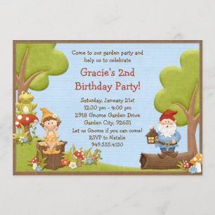 Kindergnome-Geburtstags-Party Einladung