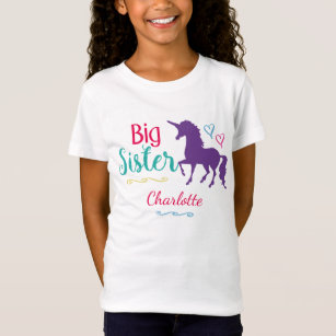 Kindergroße Schwesterunicorn-hübsche bunte T-Shirt