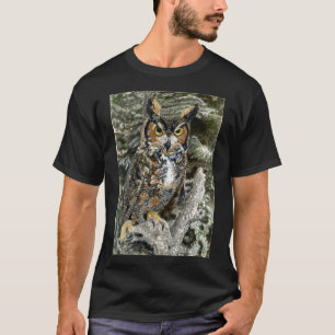 Kindergroßer gehörnte Eulen-grundlegender dunkle T-Shirt