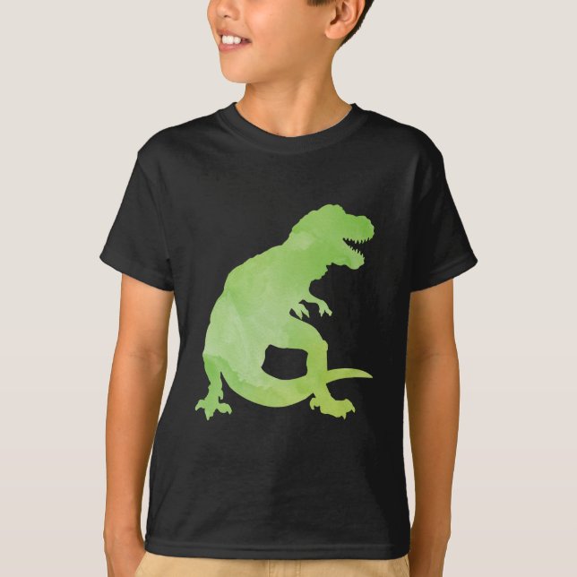 Kindergrüner Aquarell-Dinosaurier T-Rex T-Shirt (Vorderseite)