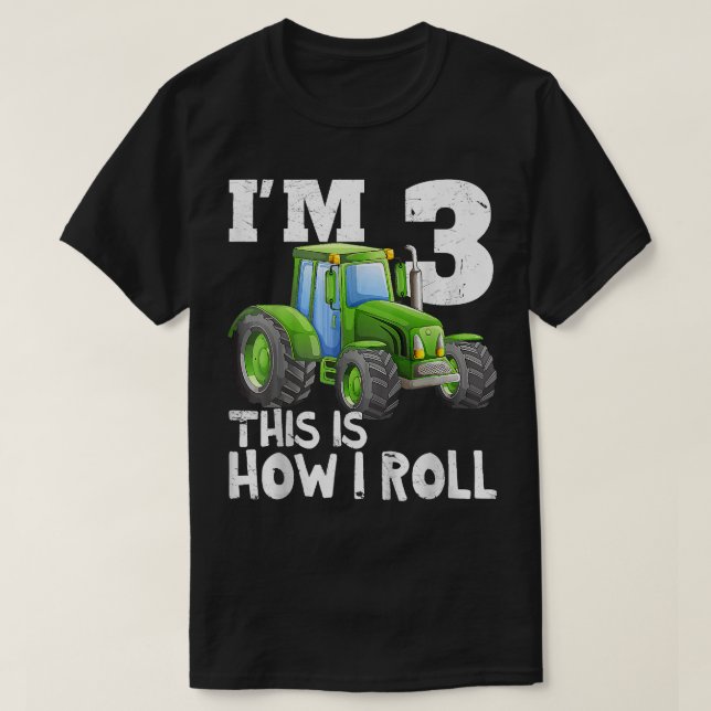 Kindergrüner Bauerntracker 3. Geburtstag Party Ges T-Shirt (Design vorne)