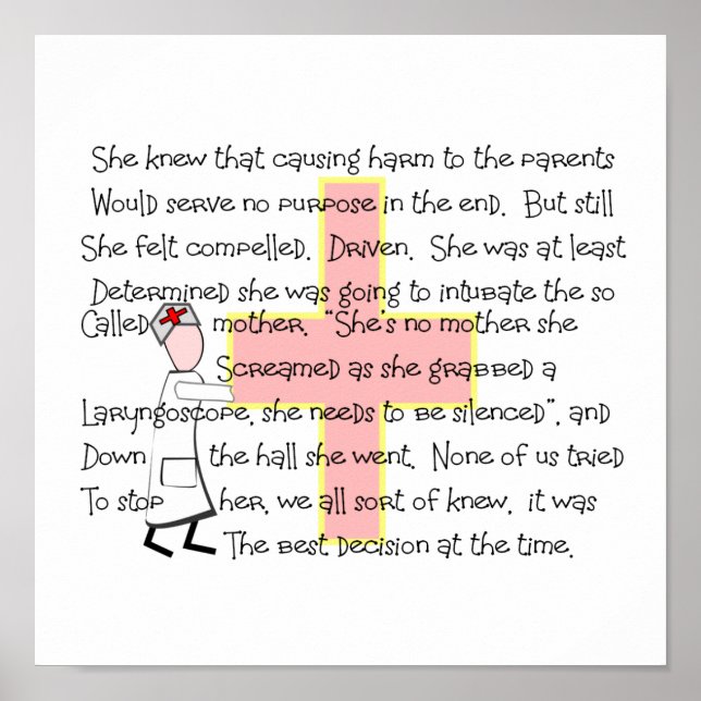 Kinderheilposter, "Intubation the Parent" Poster (Vorne)