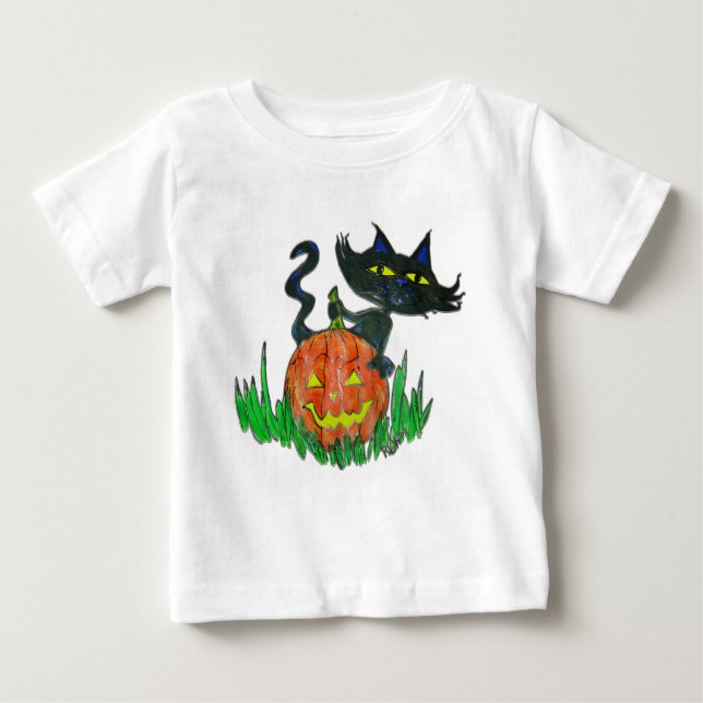 Kinderhemd - Halloween Kitty & Pumpkin Baby T-shirt (Vorderseite)