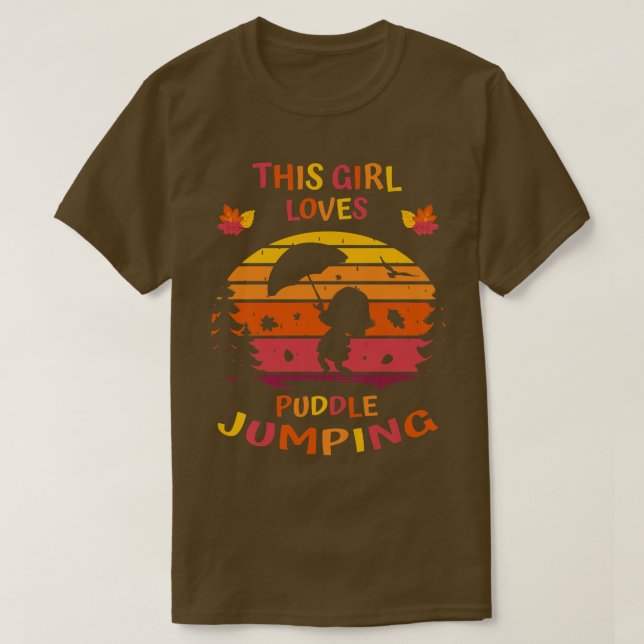 KinderherbstDiese Girl-Lieben Puddle Jumping Fall  T-Shirt (Design vorne)