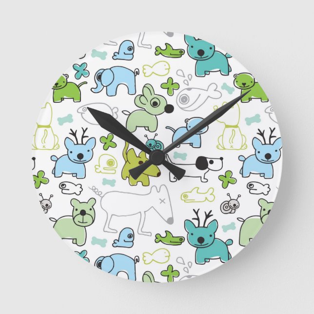 Kinderhintergrund Runde Wanduhr (Vorderseite)