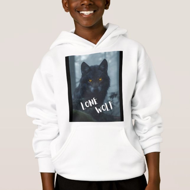 Kinderhoodie (Einzelwolf-Design) Hoodie (Vorderseite)