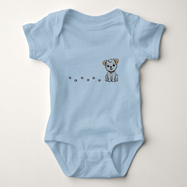 Kinderhund mit Fußspuren T - Shirt (Vorderseite)