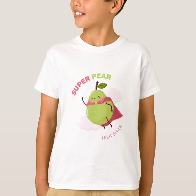 Kinderillustration eines Superhelden-Birne T-Shirt (Vorderseite)