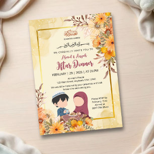 Kinderillustration & gelbes florales Design Einladung