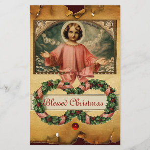KINDERJESUS MIT ANGELN UND CHRISMAS KROWNS BRIEFPAPIER