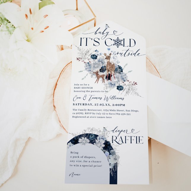 Kinderkälte außerhalb Winter Blumenstrauß Baby Dus All In One Einladung (Von Creator hochgeladen)