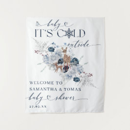 Kinderkälte außerhalb Winter Blumenstrauß Baby Dus Wandteppich