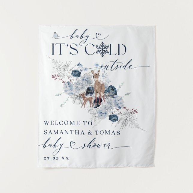 Kinderkälte außerhalb Winter Blumenstrauß Baby Dus Wandteppich (Vorderseite)