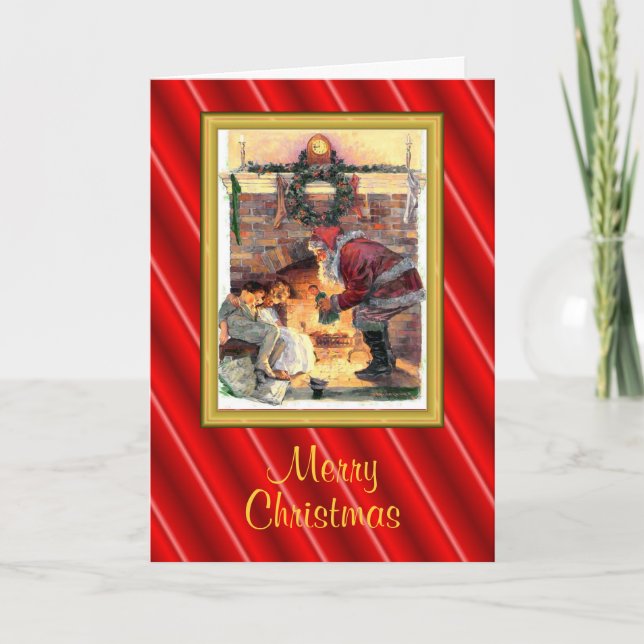 Kinderkarte des Weihnachtsmanns Feiertagskarte (Vorderseite)