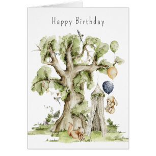 Kinderkarte Niedlich Woodland Happy Birthday Card