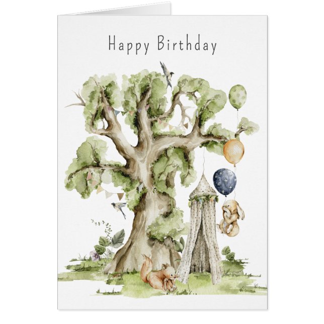 Kinderkarte Niedlich Woodland Happy Birthday Card (Vorne)