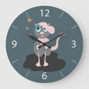 Kinderkatze Illustration Süße Cartoon-Kitty Große Wanduhr