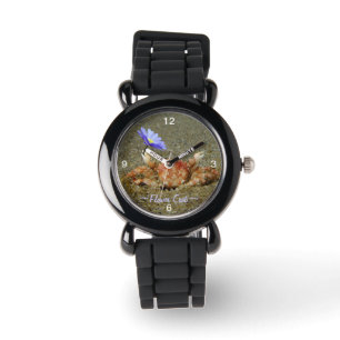 Kinderkrabbe mit lila Blume Armbanduhr