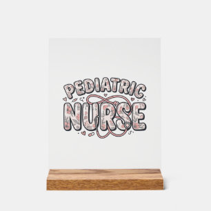 Kinderkrankenschwester Florales Vintage-Stichdesig Acrylschild