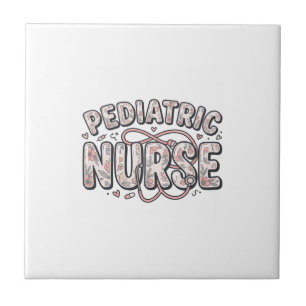 Kinderkrankenschwester Florales Vintage-Stichdesig Fliese