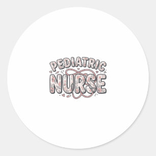 Kinderkrankenschwester Florales Vintage-Stichdesig Runder Aufkleber