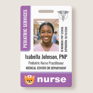 Kinderkrankenschwester-ID-Ausweis-Foto-Logo-Katze- Ausweis