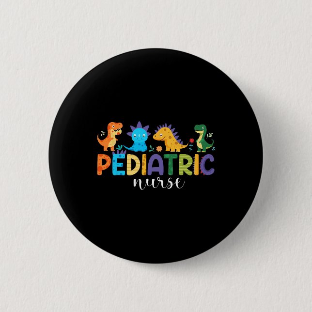 Kinderkrankenschwester Peds Pflege Dinosaurier-Sch Button (Vorderseite)