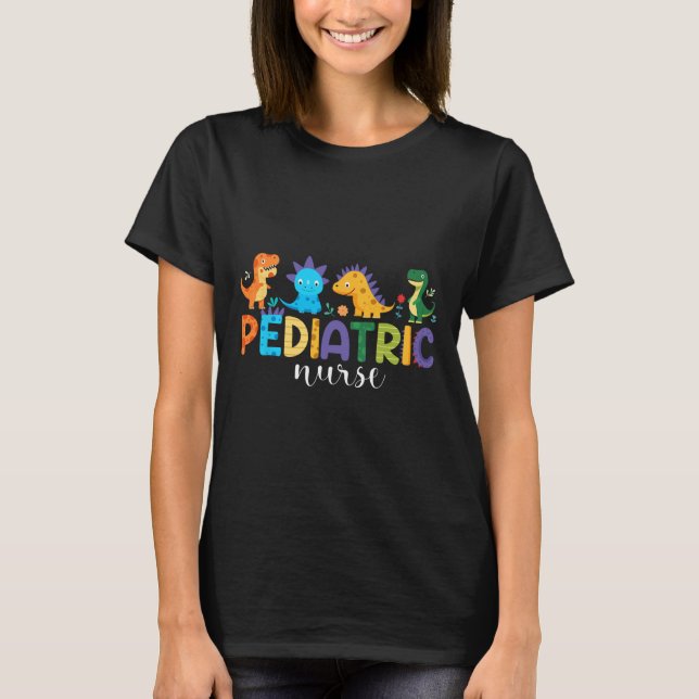 Kinderkrankenschwester Peds Pflege Dinosaurier-Sch T-Shirt (Vorderseite)