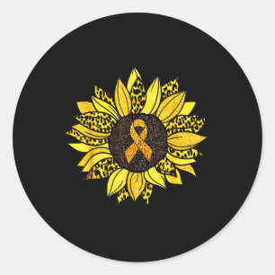 Kinderkrebs-Bewusstsein Gelbe Sonnenblume Gold R Runder Aufkleber