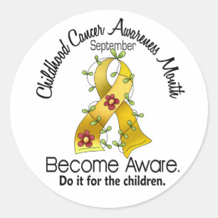Kinderkrebs-Bewusstsein Monat Blume Band 2 Runder Aufkleber