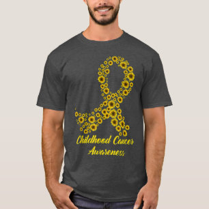 Kinderkrebs-Bewusstsein Sonnenblumen Gelbe Schleif T-Shirt
