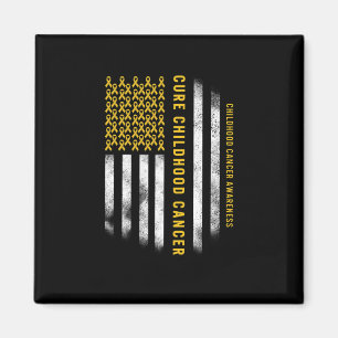 Kinderkrebs Heilung Goldene Schleife USA-Flagge Un Magnet