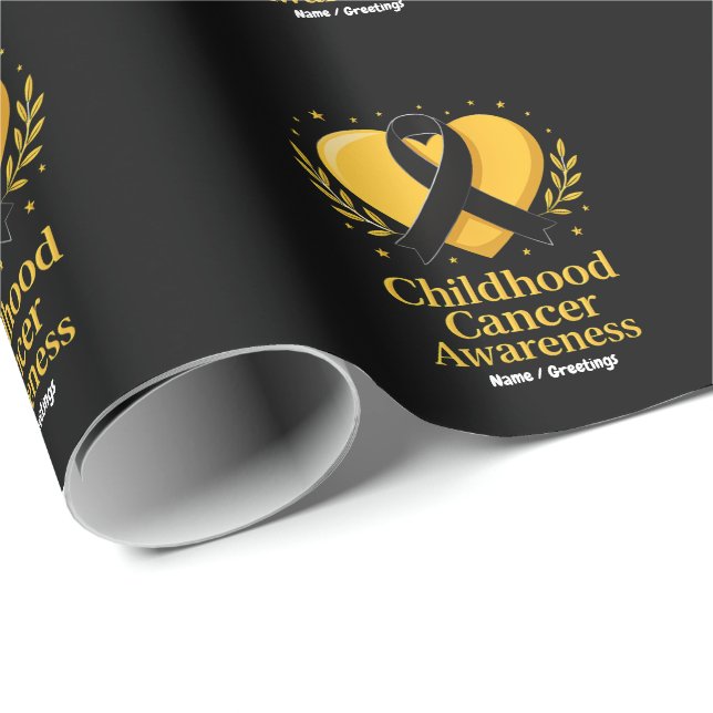 Kinderkrebs-Sensibilisierungskampagne Gold Herz Geschenkpapier (Rolleneckpunkt)