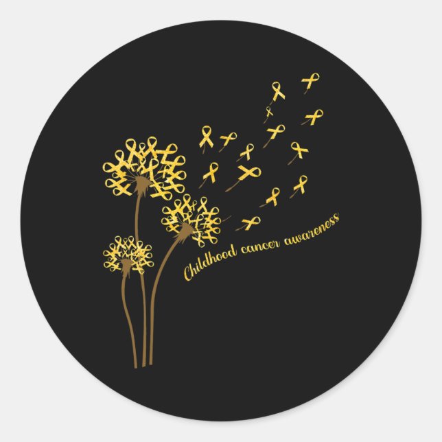 Kinderkrebsbewusstsein Dandelion Blume Gold R Runder Aufkleber (Vorderseite)