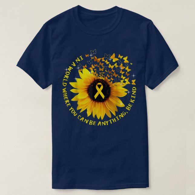 Kinderkrebsbewusstsein Gold Ribbon Sonnenblume B T-Shirt (Design vorne)