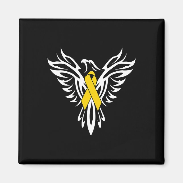 Kinderkrebsbewusstsein Goldband Phoenix  Magnet (Vorne)