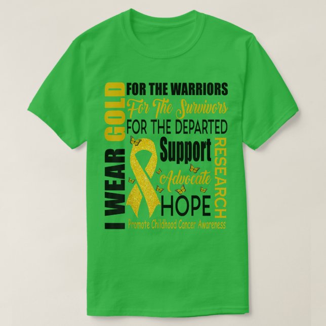 Kinderkrebsbewusstsein, Goldfarbe für ein Kind T-Shirt (Design vorne)