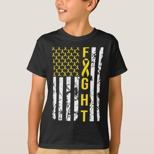 Kinderkrebsbewusstsein Kostüm Amerikanischer Kampf T-Shirt (Vorderseite)