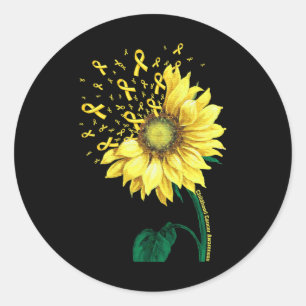 Kinderkrebsbewusstsein Sonnenblume Gelbes Band Runder Aufkleber