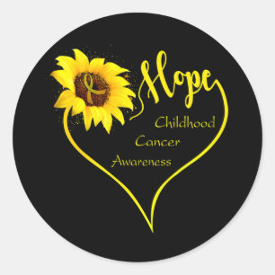 Kinderkrebsbewusstsein Sonnenblume Hoffnung Herz S Runder Aufkleber